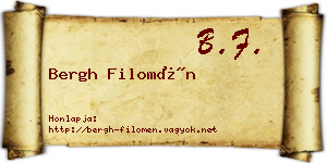 Bergh Filomén névjegykártya